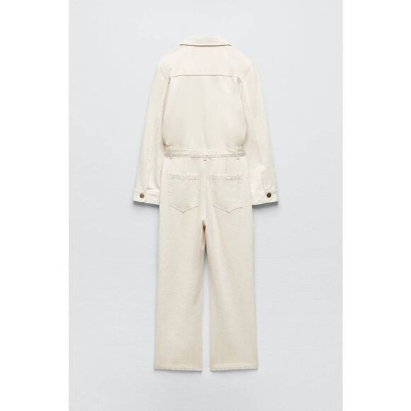 NEW IN !!!! GOLD BUTTON DENIM JUMPSUIT ZARA - Picture 8 of 10